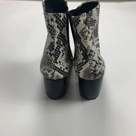 Lulus Womens Ankle Booties Black Size 6.5 Snakeskin Pointed Block Heels - Picture 4 of 9